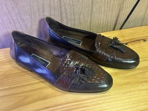 Zapatos Mocasines Bragano by Cole Haan Para Hombres Marrón Tejido Cuero Borla 2746 Talla 11 M - Imagen 1 de 6