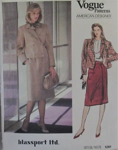 VTG VOGUE 1281 blassport American Designer Womens 12 Suit Jacket Skirt Pattern - Picture 1 of 2