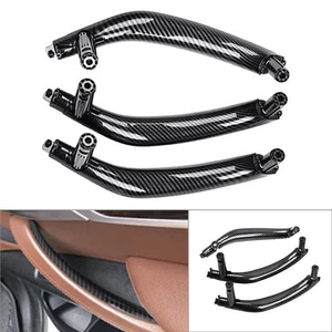 3x Carbon Fiber Inner Door Pull Handle Trim Cover For BMW X5 X6 F15 F16 2014-18 - Picture 1 of 5