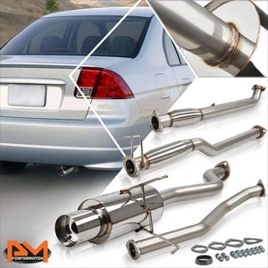For 01-05 Honda Civic DX/LX/GX/HX 4" Tip Muffler Stainless Steel Catback Exhaust - Picture 1 of 5