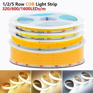 24V 1 2 5 Rows COB LED Strip Light Super Bright 320 600 1600 LEDs Flexible Tape - Picture 1 of 14