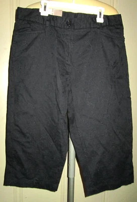 Pantalones capri ciervo blanco para dama ojales-negro-bordados-talla 12- nuevos con etiquetas-botón/crebilla Foto 1 de 4