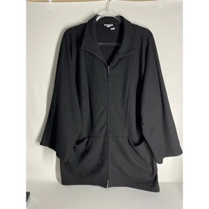 J.Jill PureJill Black Heavy Fleece Oversized Full Zip Collared Jacket Size MED - Bild 1 von 5