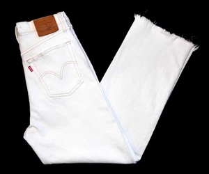 LEVI'S - Pantalones de mezclilla blancos para mujer Ribcage calce recto al tobillo 28" W x 27" L 8/10 - Imagen 1 de 6