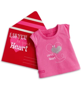 American Girl Retirado San Valentín Camiseta Conjunto de Regalo Camisa Rosa Corazón ❤️ Sobre *Nuevo - Imagen 1 de 5