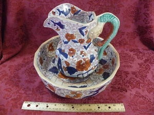 Vintage Wash Bowl and Pitcher, Mason Hydra Ironstone - Picture 1 of 6