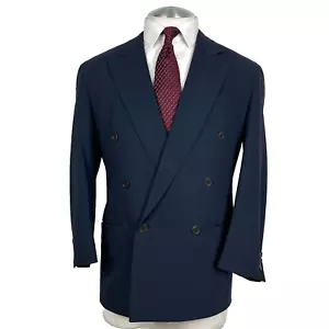 Ermenegildo Zegna 100% Wool 6x1 Dbl Breasted Blue Sport Coat 38 S Made In Italy - Picture 1 of 10