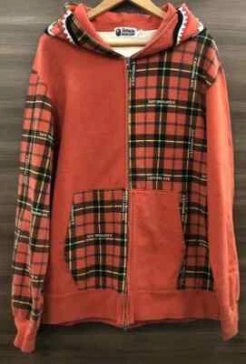 Sudadera con Capucha A Bathing Ape Para Hombre Cuadros Tiburón Cremallera Completa 3XL Naranja Logo de Japón Usada Foto 1 de 4