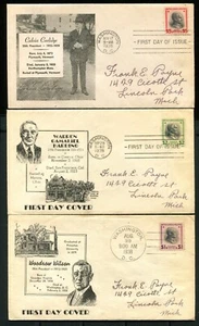 FDC $1 $2 $5  Prexie Presidential Issue 1938 Sc 832 833 834 - Picture 1 of 5