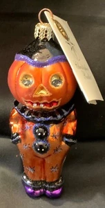 2001 RADKO GLASS HALLOWEEN ORNAMENT - ‘JEST JACK’ PUMPKIN BOY W/TAG - Picture 1 of 7