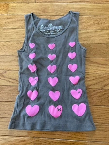 Girl's Brown Place Tank Top Pink Hearts Sz. 7/8 - Picture 1 of 2