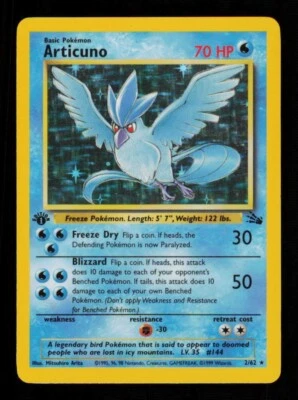 Pokemon Card Articuno 2/62 1ST EDITION Fossil Holo Vintage Rare WOTC LP 1999 - Image 1 of 2