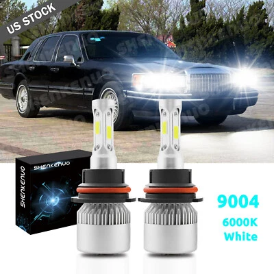 For LINCOLN Town Car 1990-2002 LED Headlight Kit 9004 HB5 6000K White High/Low - Image 1 of 4