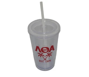 Lambda Theta Alpha See Through Clear Grande Straw Cup Fraternity Sorority Travel - Picture 1 of 5