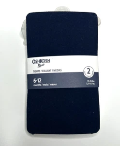 2 Pair Girls OshKosh B'gosh Size 6-12 (1 Black + 1 White) Tights Footed - New ! - Picture 1 of 2