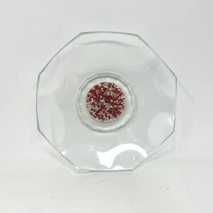 OLEG CASSINI Crystal Handcut Footed Bon Bon Dish Bowl 7" Red Sparkle Signed EUC - Imagen 1 de 4