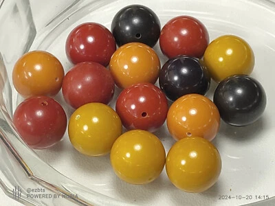15 Bakelite Catalin Beads Red black orange yellow Colors 18mm - Image 1 of 4