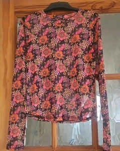 see thru top Hippie Flower Power Size 12 Brave Soul London - Picture 1 of 5