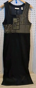 Amanda Smith Dress Medium Zebra Long Black Green Animal Print Sleeveless - Picture 1 of 4