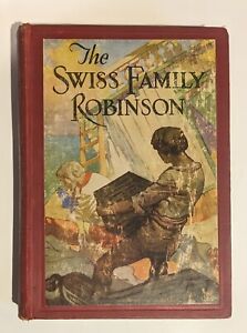 1929 The Swiss Family Robinson Hardback Red Cover 6.5" x 9" x 1.5" 
