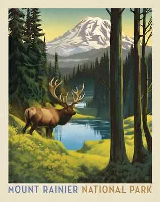 National Parks Mount Rainier National Park 36in x 43in Poster Panel - Image 1 of 4