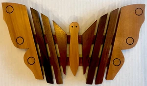 Vintage Wooden Trivet Beautiful Butterfly MCM - Picture 1 of 11