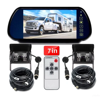 7" Touch Button Screen Monitor 4PIN 2x Reversing Rear View Camera 12-24v Caravan - Image 1 of 4