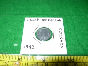 82 YEAR OLD COIN 1942 Netherlands 1 Cent Coin .WWII - Picture 1 of 2