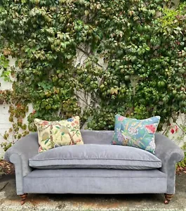 Antique Chesterfield Sofa upholstered in a smooth, low pile grey velvet. - Picture 1 of 3