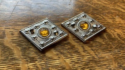 2 Vintage Orange Jewel Concho Western Southwest 50s 60s w Rivets Holster Rodeo - Image 1 of 4