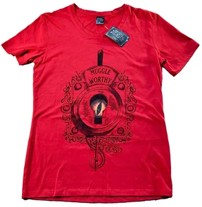 FANTASTIC BEASTS  T-Shirt Muggle Worthy Red Unisex 100% Cotton BNWT Size XL - Picture 1 of 8