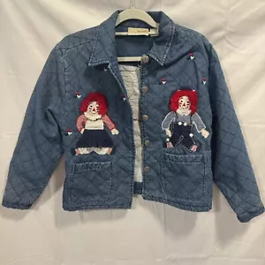 Vintage Carrie Allen Damen Small Distressed Denim Raggedy Ann & Andy Jacke - Bild 1 von 12