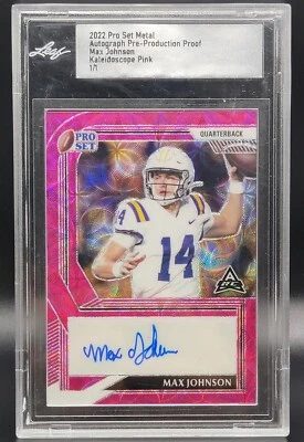 2022 Pro Set Metal Autograph Pre-production Proof Max Johnson Kaleidoscope Pink - Image 1 of 2