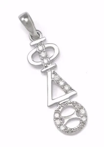 Phi Delta Theta Fraternity Sterling Silver Lavaliere with CZs | New!!** - Picture 1 of 2