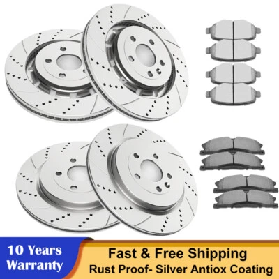 Front Rear Drilled Rotors Disc Brake Pads for Ford Explorer Flex Lincoln MKS MKT - Image 1 of 4
