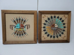 2 Vintage Navajo Sandbilder signiert G Yazzie und E Yazzie - Bild 1 von 16