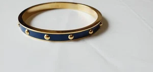 Coach Raised Dots Bangle Bracelet Gold W Navy Enamel 1/4 Inch New W/O Tags - Picture 1 of 1