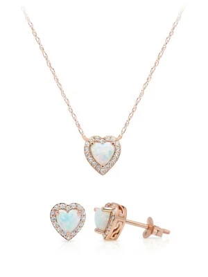 Believe by Brilliance 14K Gold Plated Heart Opal and Cubic Zirconia Set - Image 1 of 3
