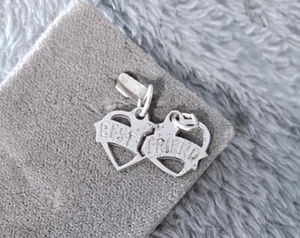 NOC Estate vtg 70s-80s Ster cutout CHARM: 2 Hearts breakaway BEST FRIEND 'BFFs' - Picture 1 of 8