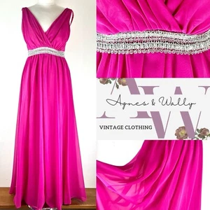 Vintage 1960s Pink Maxi Dress Size U.K. 10 Glamour Party Cocktail Floaty - Picture 1 of 7