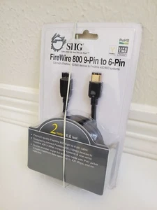 NEU - SIIG FIREWIRE 800 9 PIN AUF 6 PIN 2 METER 6,6 FUSS KABEL - Bild 1 von 1