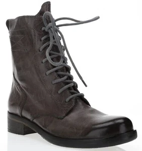 Womens Kbr Gray Leather Mid Calf Military Urban Distressed Boots Sz. 37 New - Picture 1 of 6