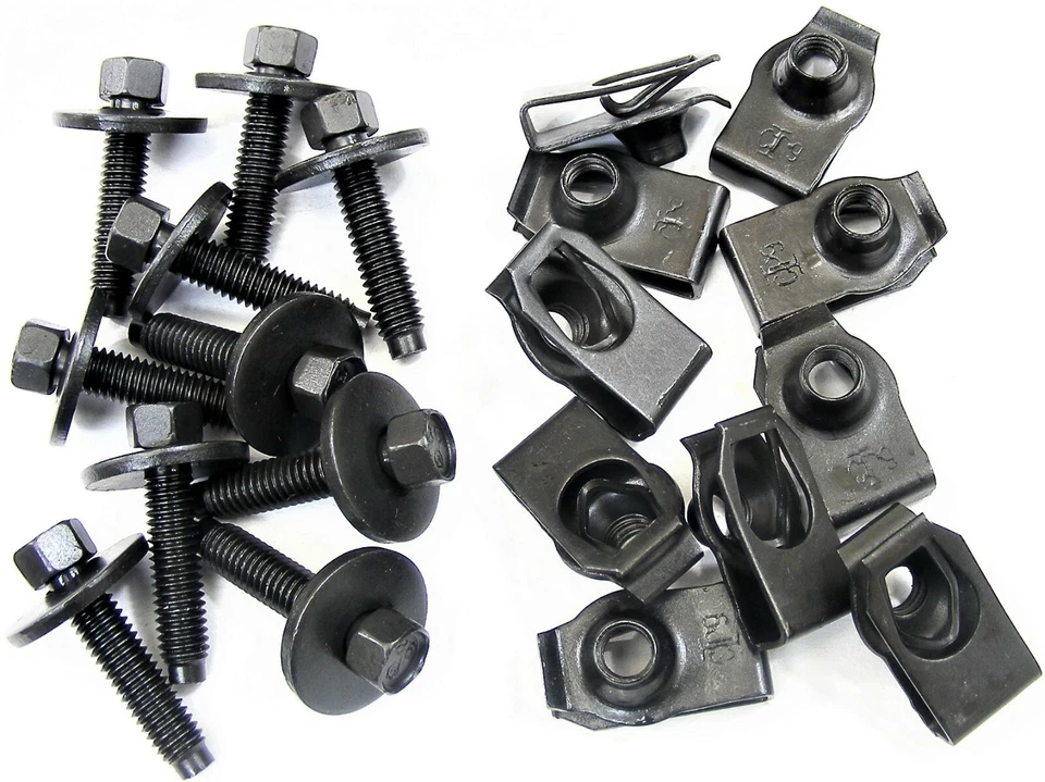 Pernos de carrocería Ford y clips de tuerca en U - M6-1,0 x 28 mm de largo - 8 mm hexagonal - 20 piezas (10ea)- #404 Foto 1 de 4