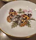 VINTAGE 1982 ROYAL WORCESTER ENGLAND  Butterflies 4" Round Dish Set Of 2. RARE!
