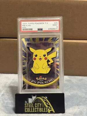 Pikachu Topps Foil TV PSA 9 Mint 1999 Pokemon Blue Label RARE - Image 1 of 2
