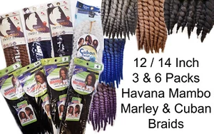 Havana Mambo Cuban Twist Braids Janet Collection Marley Extensions 12” 14" Hair - Picture 1 of 49