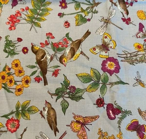 BOTANICAL Hoffman International Fabric Birds Butterfly Dragonfly Plants 36 x 44” - Picture 1 of 3