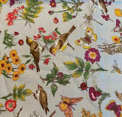 BOTANICAL Hoffman International Fabric Birds Butterfly Dragonfly Plants 36 x 44” - Image 1 of 3