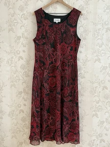 Damen Whimsigoth Midikleid Gr. 18 rot schwarz Paisley dunkel romantisch - Bild 1 von 9