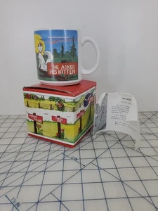 vintage BURMA-SHAVE ceramic coffee mug AdArt racy Cat Verse w/ box - Picture 1 of 14